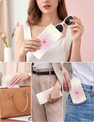 Soft Glasses Case, Sunglass Case for Women Portable Squeeze Top PU Leather 2 Pack Glasses Pouch with Cleaning Cloth - color: 2pcs Firework