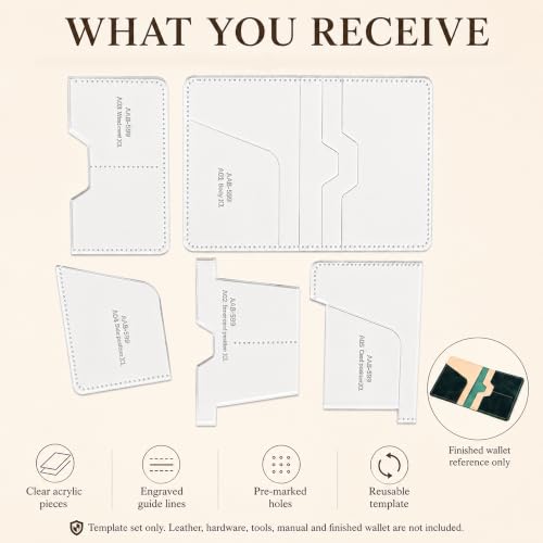 RIVEENY Leather Craft Templates: Acrylic Bag Pattern for Passport Holder Cover Wallet, Acrylic Leather Template Kit - style: AAB-599