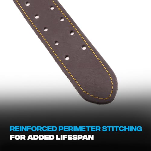 OX 3 Inch Leather Tool Belt - Thick Carpenter Belt For Pouches - Large | Large 3" thick leather tool belt for tool pouch - adjustable fit with perimeter stitching and rivets - carpenters toolbelt - size: 3" Belt (L)