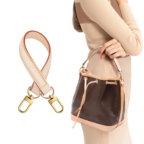 Genuine Vachetta Purse Leather Handle Strap Replacement for Bucket Bags,Hand Strap Fit for Neonoe Handbag(APRICOT-Width:0.7in&Length:14.5in) - color: Apricot-width:0.7in&length:14.5in