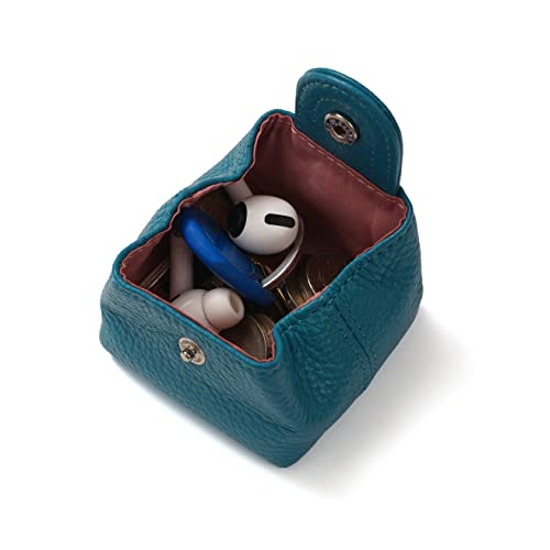 Cockatoo Genuine Leather Coin Pouch Change Holder, Mini Snap Pocket Wallet for Men Women (Azure, Small) - color: Azure, size: Small