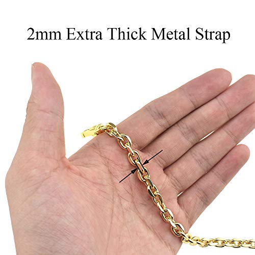 HAHIYO Mini Pochette Purse Chain Strap Thin Wide 6mm for LV Length 7.9 inches Thick 2mm Shiny Yellow Gold for Shoulder Cross Body Sling Handbag Wallet Clutch Comfortable Flat Metal Strap 1 Pack - size: YellowGold 7.9 Inches Length