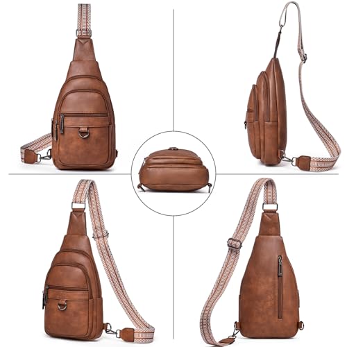 cakang Womens Sling Bag Crossbody Bags for Women Vegan Leather Sling Backpack Daypack Fanny Pack Crossbody Purse Travel - color: 1-brown