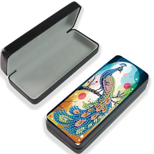 Diamond Painting Glasses Case - color: Peacock