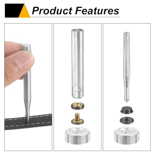 HARFINGTON 24Set Leather Snaps Fasteners Kit 15mm Dia Brass Press-Stud Cap Button 2.95" Length Metal Snap Buttons with 4 Install Tools for Coat Bag Leather Marine Boats Canvas, Gun - color: Gun, size: 15mm
