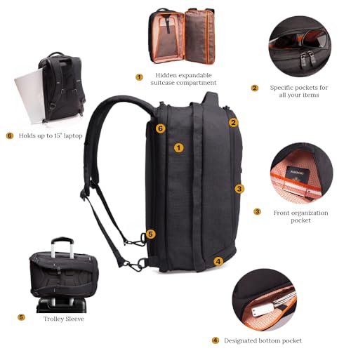 Knack Series 1 Expandable Personal Item Travel Backpack, 15.6-Inch Laptop - color: Black, size: Medium
