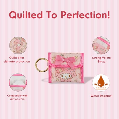 Sonix x Sanrio Quilted Earbud Pouch | Premium Cotton Bag Charm for AirPods, Keychain Storage Case Cover with Carabiner Ring | My Sweet Piano - color: My Sweet Piano