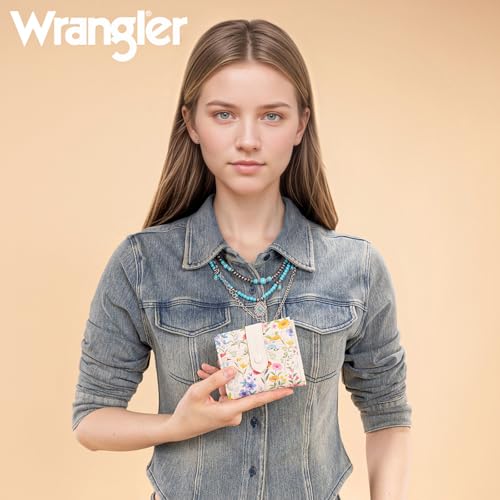 Montana West X Wrangler Womens Small Wallet Bifold Slim Card Wallet RFID Minimalist Cash Organizers with Zipper Coin Pocket WG216-W065DTN - color: Blooming Journey