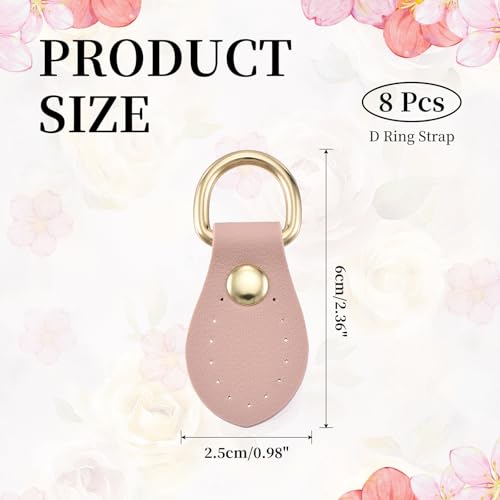 PATIKIL Purse Strap Mount Hook, Sew on Leather Buckle Bag Side D Ring Clips Replacement Clasp - color: Pink