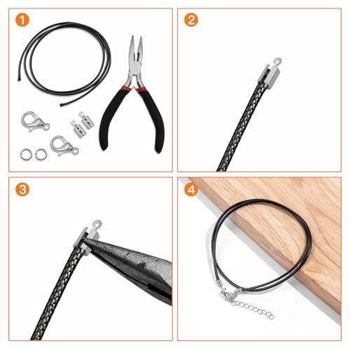200pcs Fold Over Cord Ends Crimp End Tips Stainless Steel Cord Crimp End Tips Leather Ribbon Ending Clasp Tips Jewelry Connector for Bracelets Leather Jewelry Making(White K - color: white k