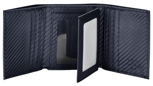 Stealth Mode Trifold Wallet for Men RFID Blocking – Genuine Napa Leather Extra Capacity Mens Wallet, 11 Card Slots, 3 ID Windows, Flip Out ID Holder, Large Tri Fold Leather Wallet for Men - Gift Ready - color: Carbon Fiber