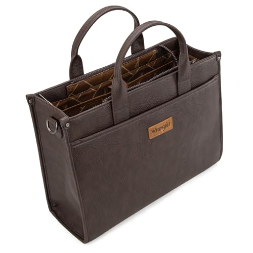 Wrangler Laptop Bag for Women 15.6 Inch Vintage Work Tote Bag for Business Briefcase Handbag with Adjustable Shoulder Strap - color: Coffee