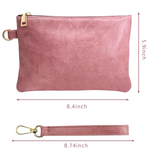K.E.J. Clutch Purses for Women Wallet Wristlet Small Wallet Purses Clutch Handbags Zipper Purse for Ladies Women Gifts - color: Pink