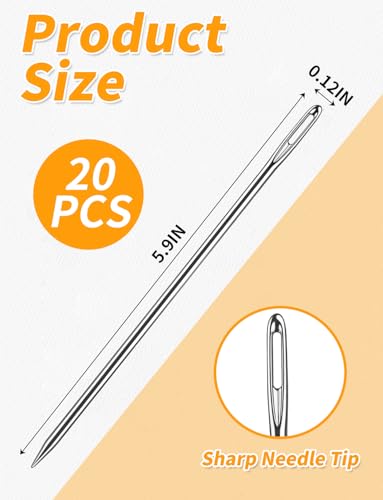 Upholstery Needles for Sewing, 10PCS, 6" Length | 3mm Thickness, Big Eye, Hand Sewing for Stitching and Crafting Projects - size: 6 IN