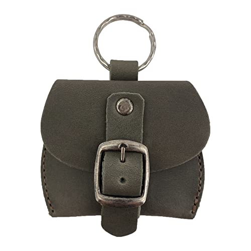 Hide & Drink, Tiny Purse Keychain Handmade from Full Grain Leather, Key Ring Pouch, Mini Bag, Cute Accessories :: Dark Jade - color: Dark Jade