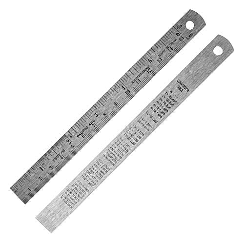 Pacific Arc 6 Inch Stainless Steel Ruler with Inch/Metric Conversion Table, 2 Pack - style: 2 Pack | 6 in