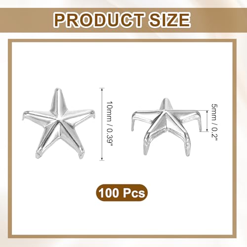 uxcell 100Pcs Metal Star Studs Claw 10mm 5-Claw Punk Studs Rivets Silver - color: Silver, size: 10mm