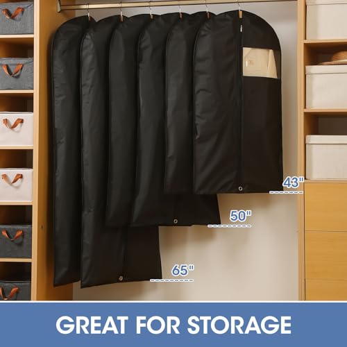 Suit Bags for Closet Storage, 43'' Garment Bags for Hanging Clothes, Suit Garment Bag, Black Suit Cover Bags with Clear Window for Coats, Jackets, Shirts（2 Packs） - color: Black, size: 43" - 2 Pack