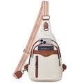 cakang Womens Sling Bag Crossbody Bags for Women Vegan Leather Sling Backpack Daypack Fanny Pack Crossbody Purse Travel - color: 3-white Brown