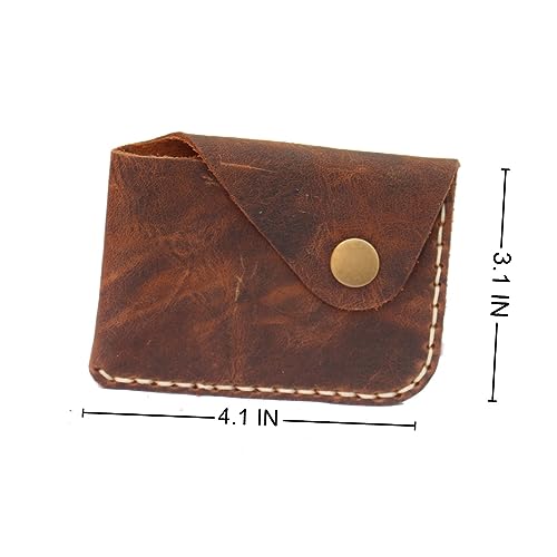 Handmade genuine leather retro deep brown card bag zero wallet - color: Dark brown
