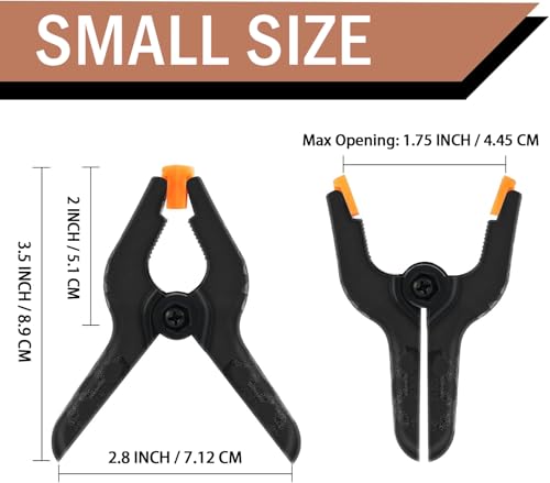 16 Pack Small Spring Clamps, 3.5 Inch Heavy Duty Clamps Backdrop Clips | Plastic Clips for Balloon Arch Backdrop, Craft, Woodworking, Photography, Durable Nylon Plastic Firmly Performance