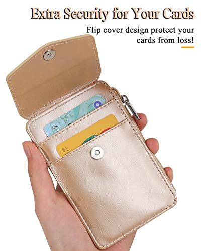 Teskyer Leather ID Badge Holder with Lanyard, Lanyard Wallet, Gold - color: Gold, size: 3.1" x 4.7"