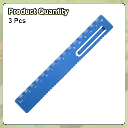HARFINGTON 3pcs Straight Ruler 15cm Metric Metal Aluminum Alloy Measuring Bookmark Clip Rulers Scale Tool for Measure Study Reading Classroom Office, Blue - color: Blue, size: 15cm