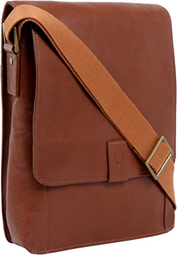 Hidesign Aiden Genuine Leather Medium Crossbody Men/Women Shoulder Messenger Bag / Travel Bag / 10.5" iPad Bag, Tan - color: Tan
