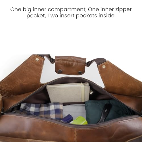 Full-Grain Leather Weekender Bag for Men 'Leather Wanderer' Small Weekend Carry-On Genuine Leather Travel Duffel Carry On Overnight Gym Bag