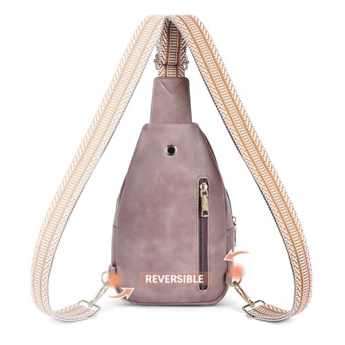 BOSTANTEN Sling Bag for Women Leather Crossbody Bags Fanny Pack Chest Bag for Travel - color: A-purple