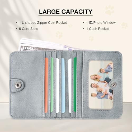 Small Wallet Women Slim RFID Leather Bifold Wallet Embossed Design | Compact design with ID window, card slots, and zipper coin pocket, ideal for daily travel, shopping, and gifts - color: 12-Sky Blue