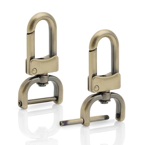 CRAFTMEMORE 2pcs Detachable Snap Hook Swivel Clasp w/Screw Bar VT99 Bag Strap Hardware Replacement (1-1/2 Inch, Brushed Brass) - color: Brushed Brass, size: 1-1/2 Inch
