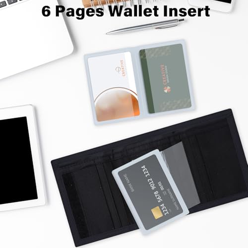 Men’s Nylon Trifold Wallet with 6 Page Wallet Insert, Ultra Thin and Security Wallet with ID Window for Card Cash Holder, Modern Fashion Purse Gifts for Teen Boys Men Women -Line LightBlue - color: 24017 Line-LightBlue