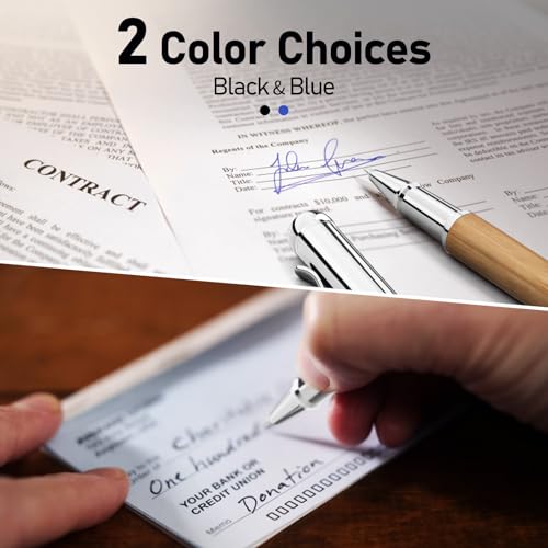 WEMATE Wood Rollerball Pen Set, Nice Pen for Men, Fancy Look - White Oak | 2 Refills, Executive Style, Luxury Finish, Smooth Writing for Journaling and Signatures, Office Use, Black and Blue Ink - style: White Oak