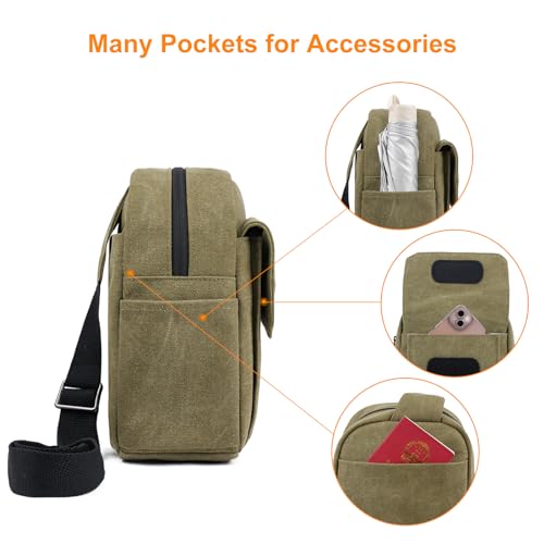 TULLIO Camera Bag Purse Small Sling Crossbody Shoulder Case for Women Men - color: Army green, size: Small