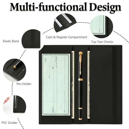 Airkit Nocturnal Garden Checkbook Cover for Personal, PU Leather for Women | Check Book Holder, with Elastic Band, Pen Holder & Transparent PVC Divider for Duplicate Checks - color: Nocturnal Garden