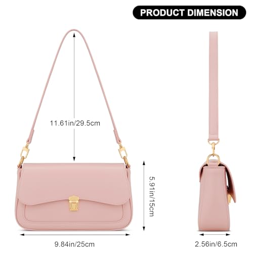 KKXIU Small Shoulder Bag for Women Cute Hobo Handbags Mini Clutch Purses | Classic Trendy Retro Underarm Crossbody Bag with Detachable Straps, Zipper Closure - color: Pink