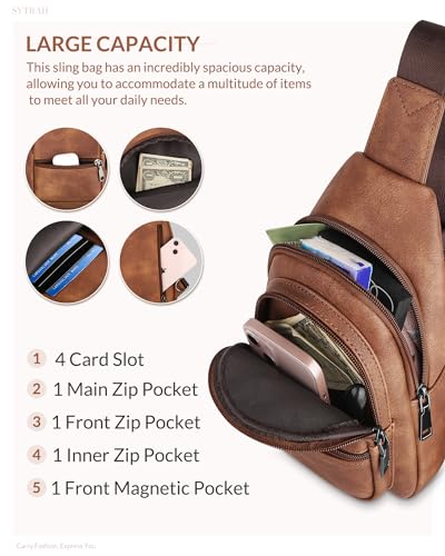 Sling Bag for Women, Crossbody Waist Pack Chest Purse Travel Brown | Crossbody Purse with Dual Zipper Main Compartment,6 Pockets & 4 Card Slots, Reversible Design, Travel & Daily Use - color: Z-mocha Brown