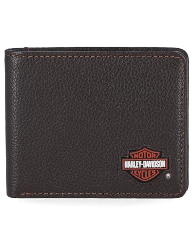 Harley-Davidson Men's Genuine Leather Rfid Blocking Wallet - color: Brown (Rubber Patch Billfold)