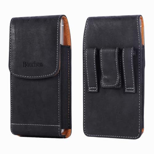 Universal Phone Holster Phone Pouch Case Belt Clip Belt Loops Card Slot Faux Leather for Man iPhone 17/16/15pro max,16/15Plus,Samsung S25 24 S23 S22 Ultra (Black&Yellow, XL(6.6"x3.4"x0.8")) - color: Black&Yellow, size: XL(6.6"x3.4"x0.8")