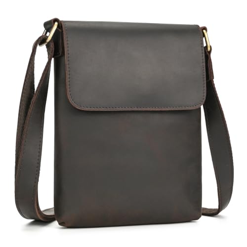 Leather Small Messenger Shoulder Bag for Men - color: 316 Dark Brown