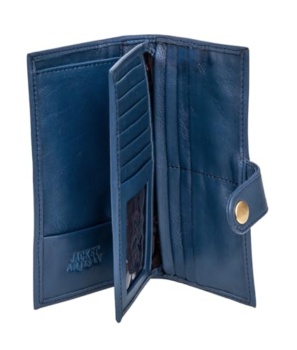 Women’s Genuine Leather Wallet – Slim Design with Secure Snap Multiple - Card Slots & Interior Zipper Pocket (Blue) - color: Blue