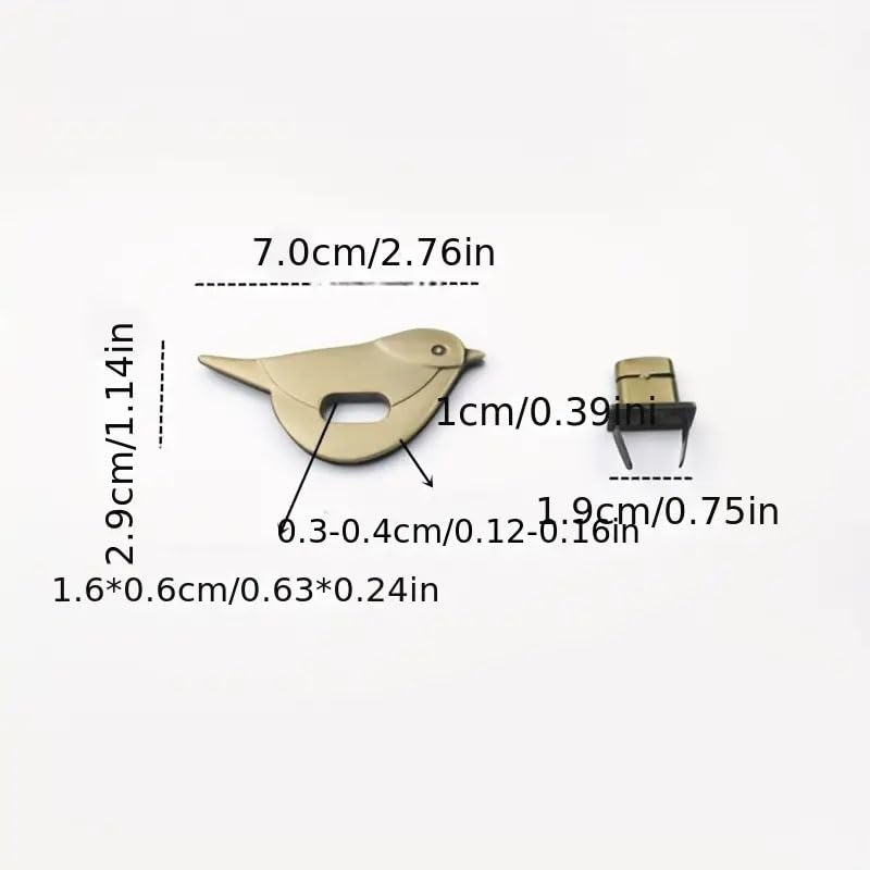 3Pcs Metal Bird-Shaped Lock Clasp Buckle Secure Fashionable and Easy to Use Hardware Accessory for Leather Bags Purses and Handbags DIY Craft Supplies