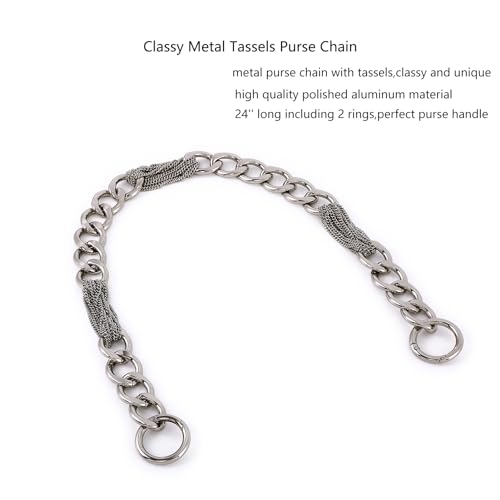 Yichain Classy Metal Tassels Bag Chains Purse Handles Shoulder Strap Replacement Charms Accessories (Silver Big 24'') - color: Silver Big 24''