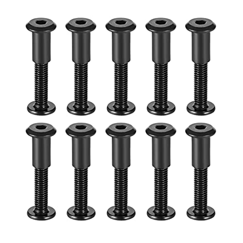 uxcell Screw Post Fit for 5/16"(8mm) Hole Dia, Male M6x35mm Binding Bolts Leather Fastener Carbon Steel Black 10 Sets - size: 35mm