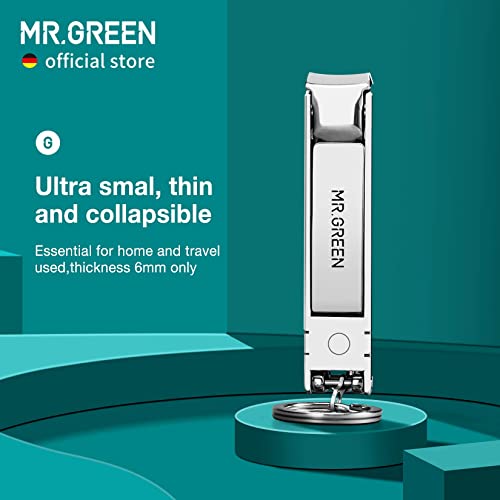 MR.GREEN Collapsible Nail Clippers Small and Thin Portable Travel Nail Scissors Cutter Stainless Steel Manicure Tools with Nail Files (Orange Leather Case+ Iron Box) Multicoloured - size: Orange Leather Case + Iron Box