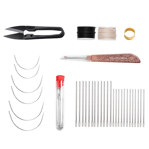 WUTA 22 Pcs Sewing Thread Kit, 17 Pcs Sewing Needles with Seam Ripper Leather Hand Sewing U-Shaped Scissors Metal Sewing Thimble for DIY Leather Craft, Sofa, Shoe, Backpack - color: 40Pcs