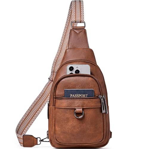 cakang Womens Sling Bag Crossbody Bags for Women Vegan Leather Sling Backpack Daypack Fanny Pack Crossbody Purse Travel - color: 1-brown