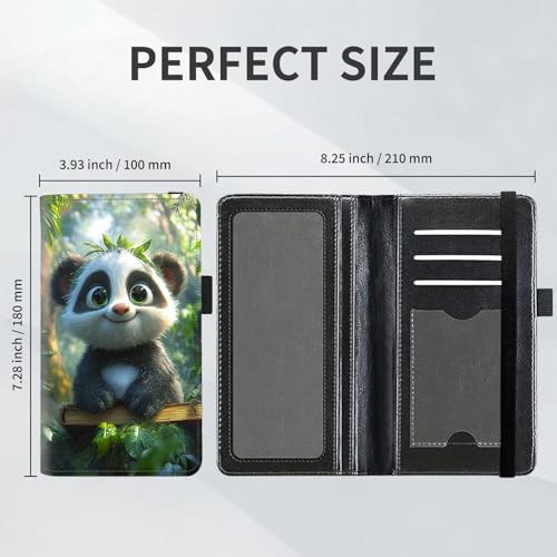 Checkbook Cover for Women and Men, RFID Blocking PU Leather Checkbook Holder Wallet Case with Elastic Strap & Multiple Card Slots, for Checks and Cards, Cute Cartoon Panda - color: Cute Cartoon Panda