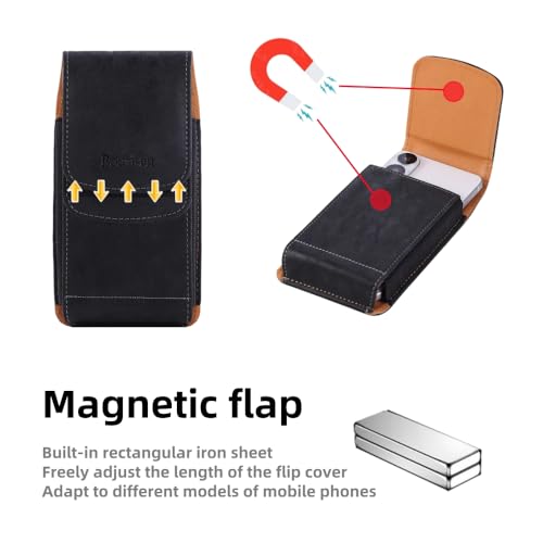 Phone Holster Pouch Case Belt Clip Loops Card Slot for Man iPhone12 13 14 15 16 17,11 12 13 14 15 16 17pro,17Air/Samsung S25 S24 S23 S22 S21 S20/LG/Moto (Black&Yellow, L(6.1" x3.2''x0.8)) - color: Black&Yellow, size: L(6.1"x3.2''x0.8")